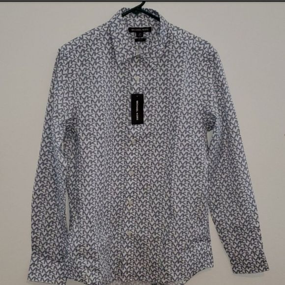 Dark Blue and White Michael Kors Dress Shirt - Picture 1 of 2